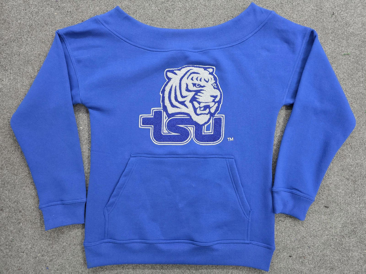 TSU Blue off-the-shoulder